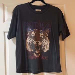 Anine Bing Charcoal Tiger Graphic Tee
